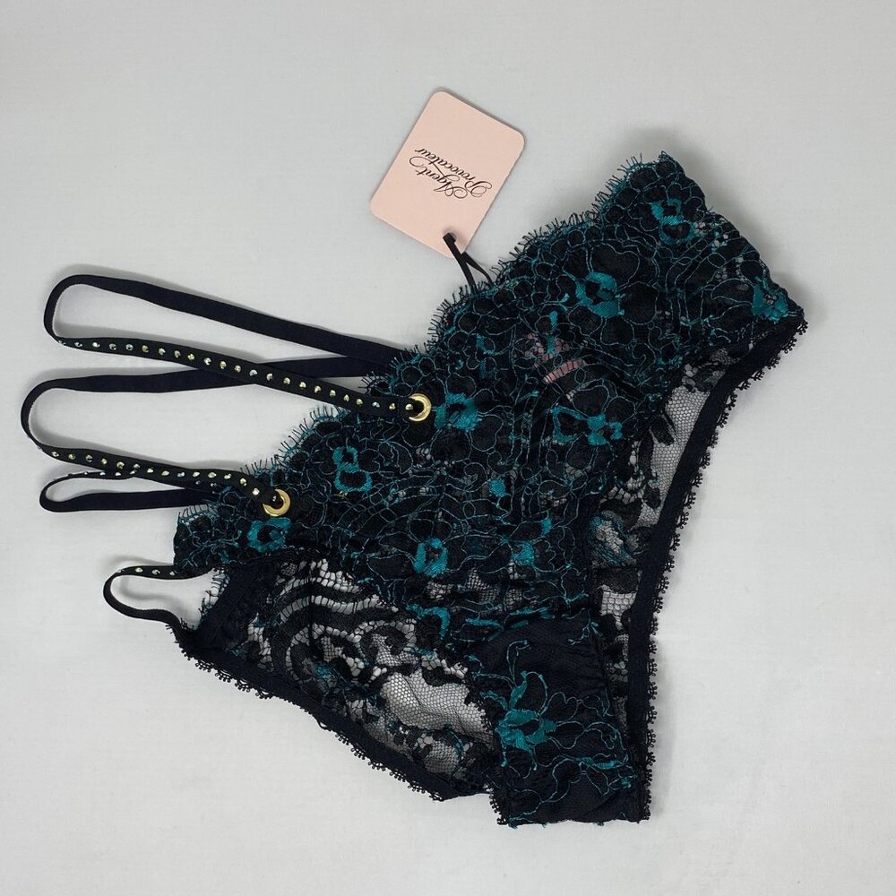 Agent Provocateur Harlo Black Teal Brief AP2 Small NWT